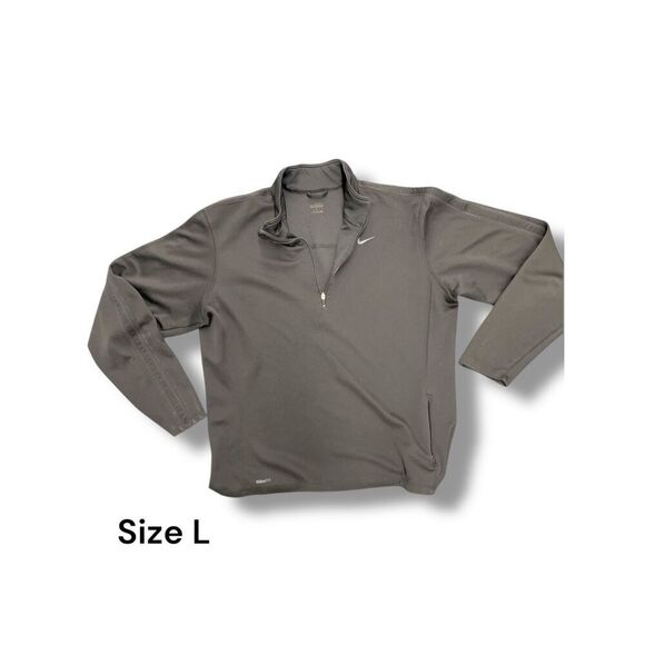 Nike Dri Fit Performance Running Workout Pullover Black Athletic Jacket Size Lrg - Picture 1 of 8